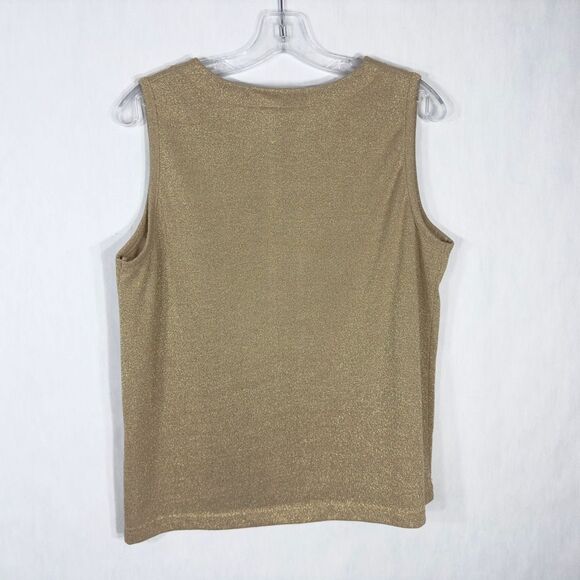 Bob Mackie Large Tank Top Gold Metallic Sleeveless VTG Sparkly Knit Womens 1566 - Picture 2 of 5
